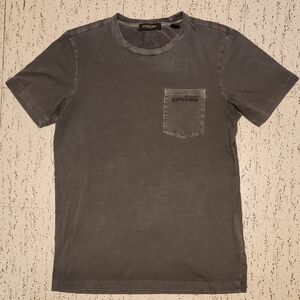 Scotch And Soda Gray Fade Pocket Spellout Crewneck T-Shirt